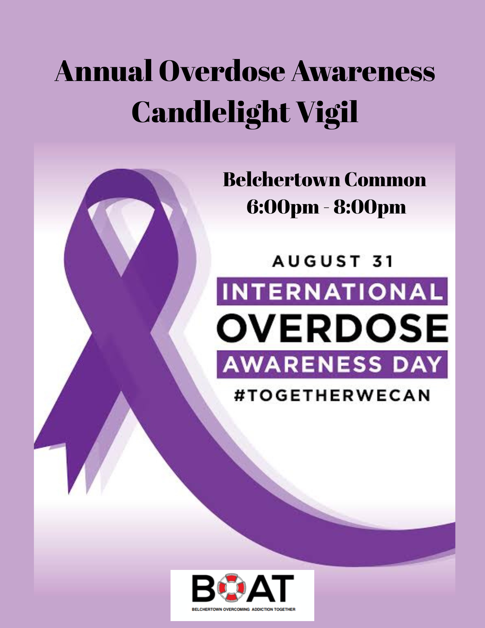 Belchertown International Overdose Awareness Day Candlelight Vigil